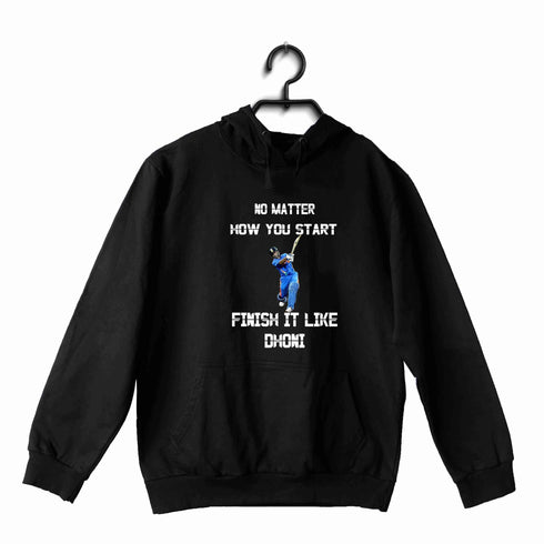 Cricket CSK Finish like Dhoni UNISEX HOODIE Sweatshirts